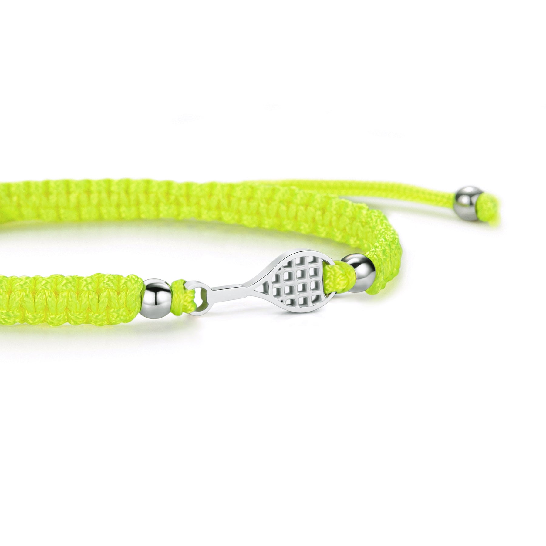 Braccialetto Intrecciato da Tennis Argento Giallo Neon