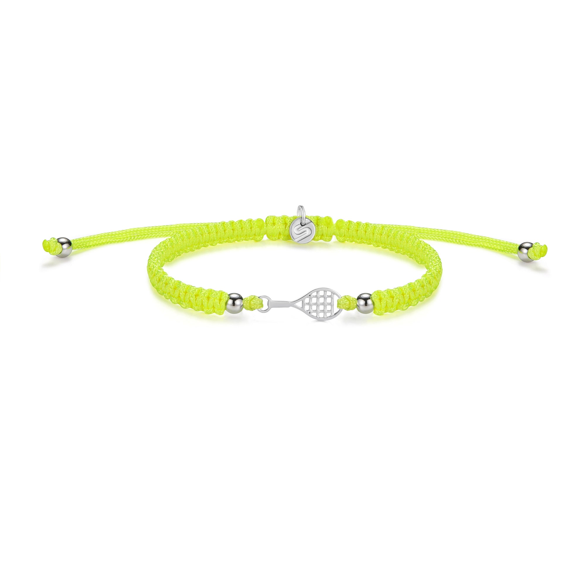 Braccialetto Intrecciato da Tennis Argento Giallo Neon