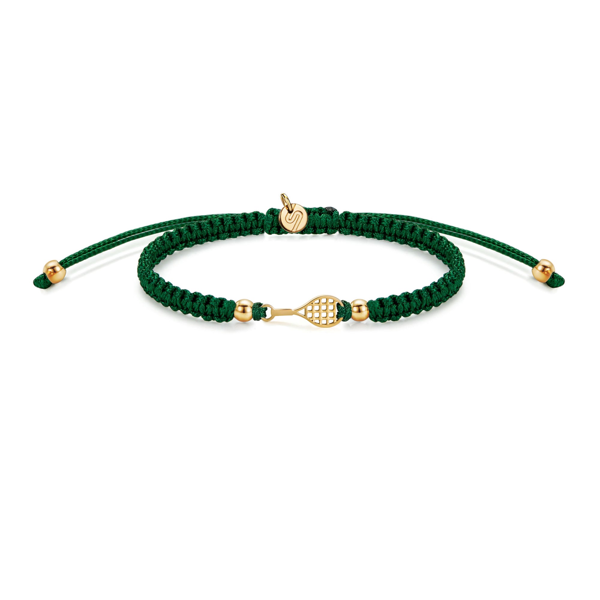 Gold Tennis Dark Green Braided Bracelet