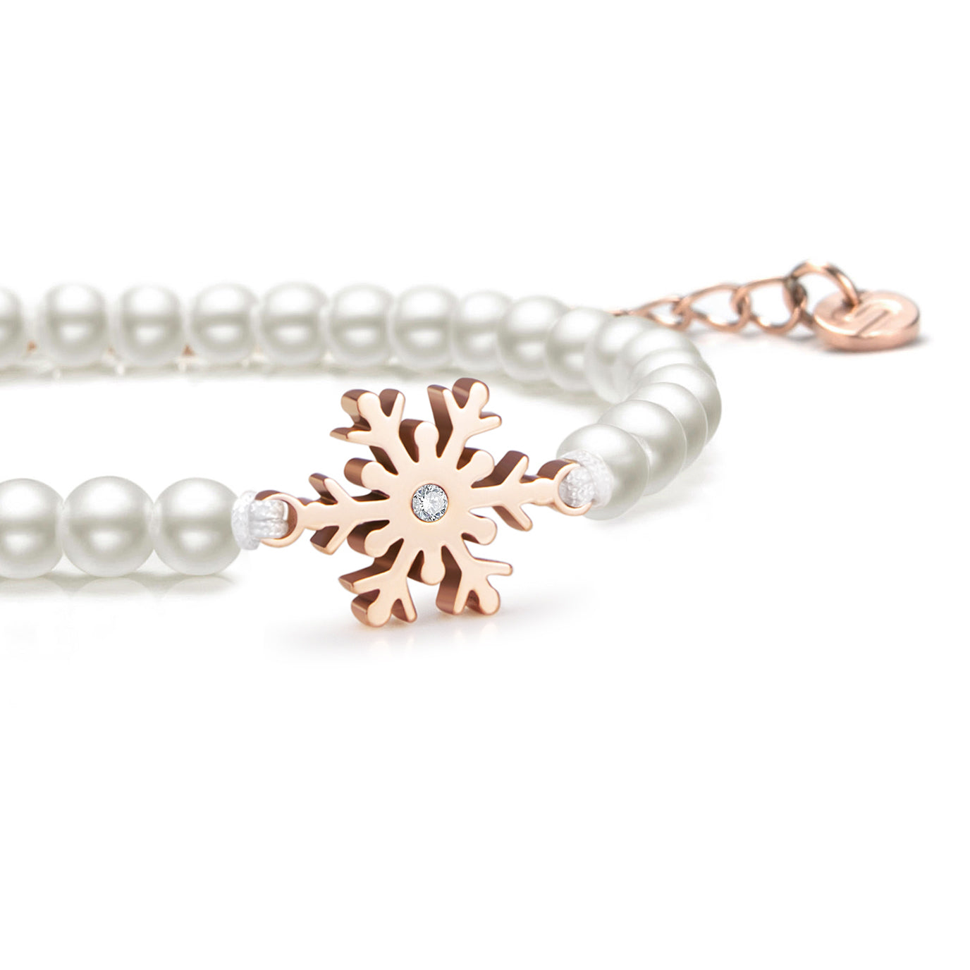 Pearl Frozen Snowflake Chain Bracelet