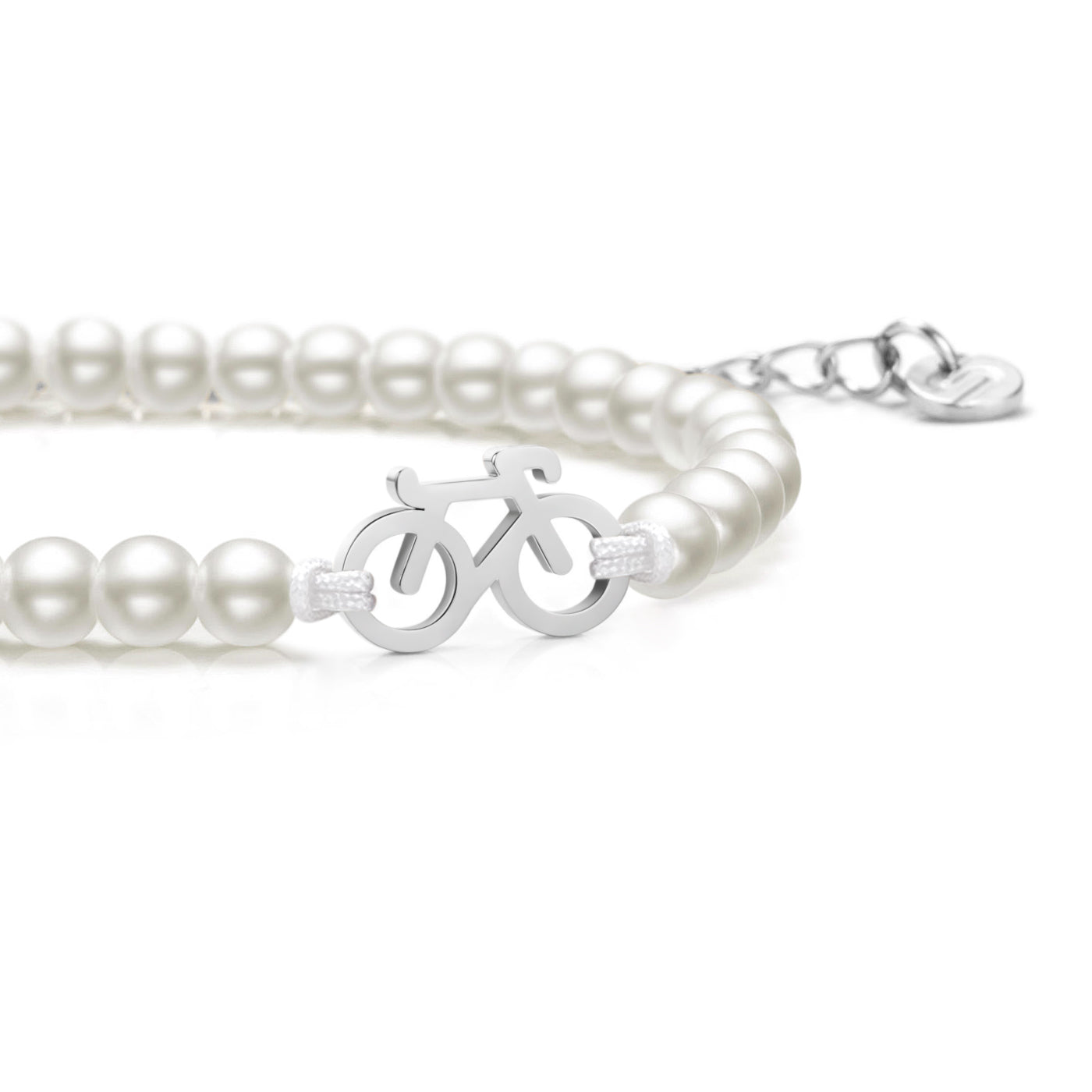 Pearl Silver Bike Chain zapestnica
