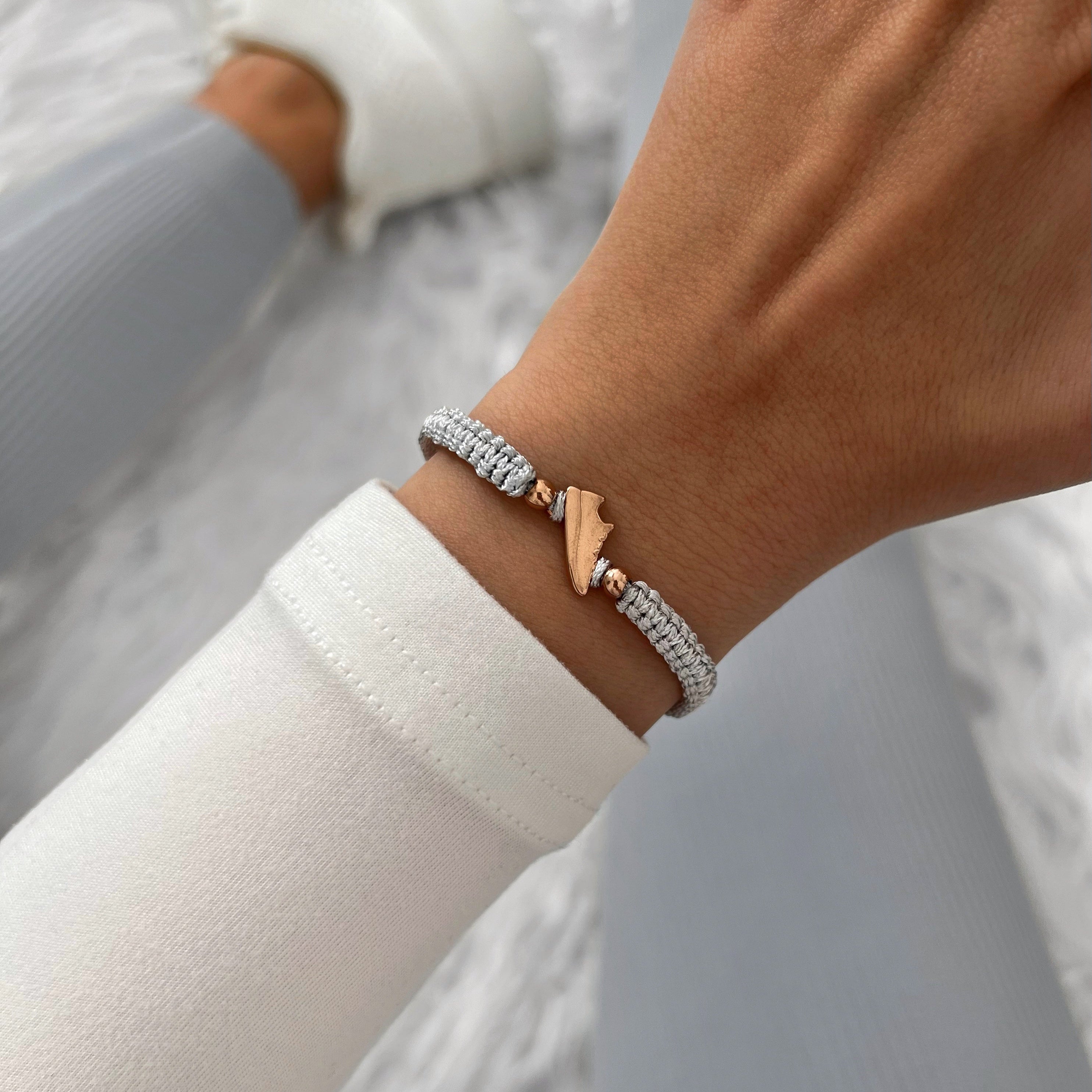 Rose Runner Grey Braided Bracelet