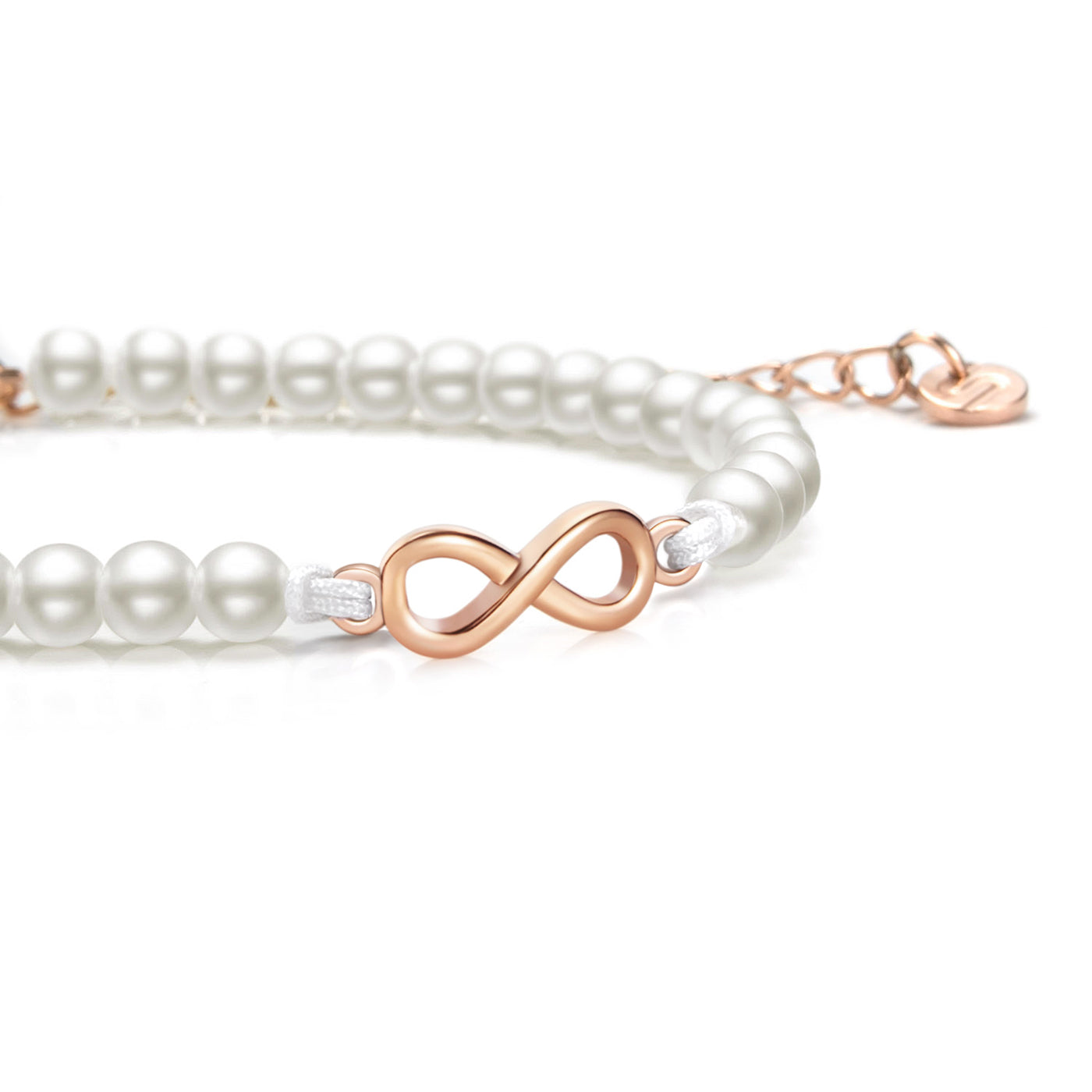 Pearl Rose Infinity Chain Bracelet