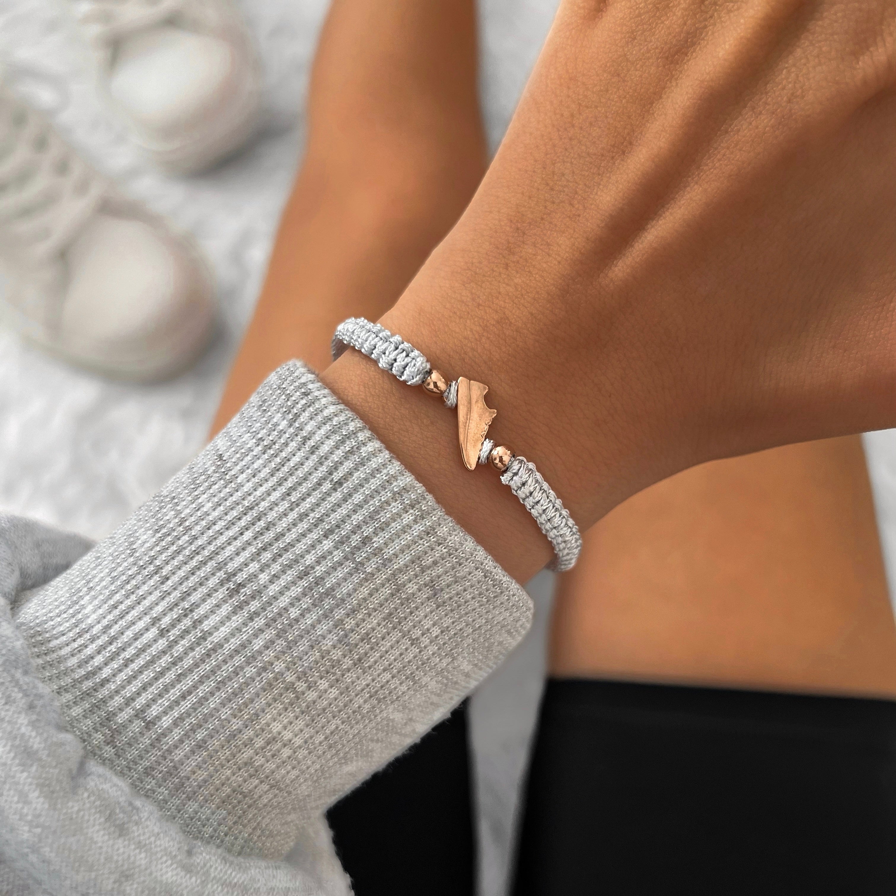 Rose Runner Grey Braided Bracelet