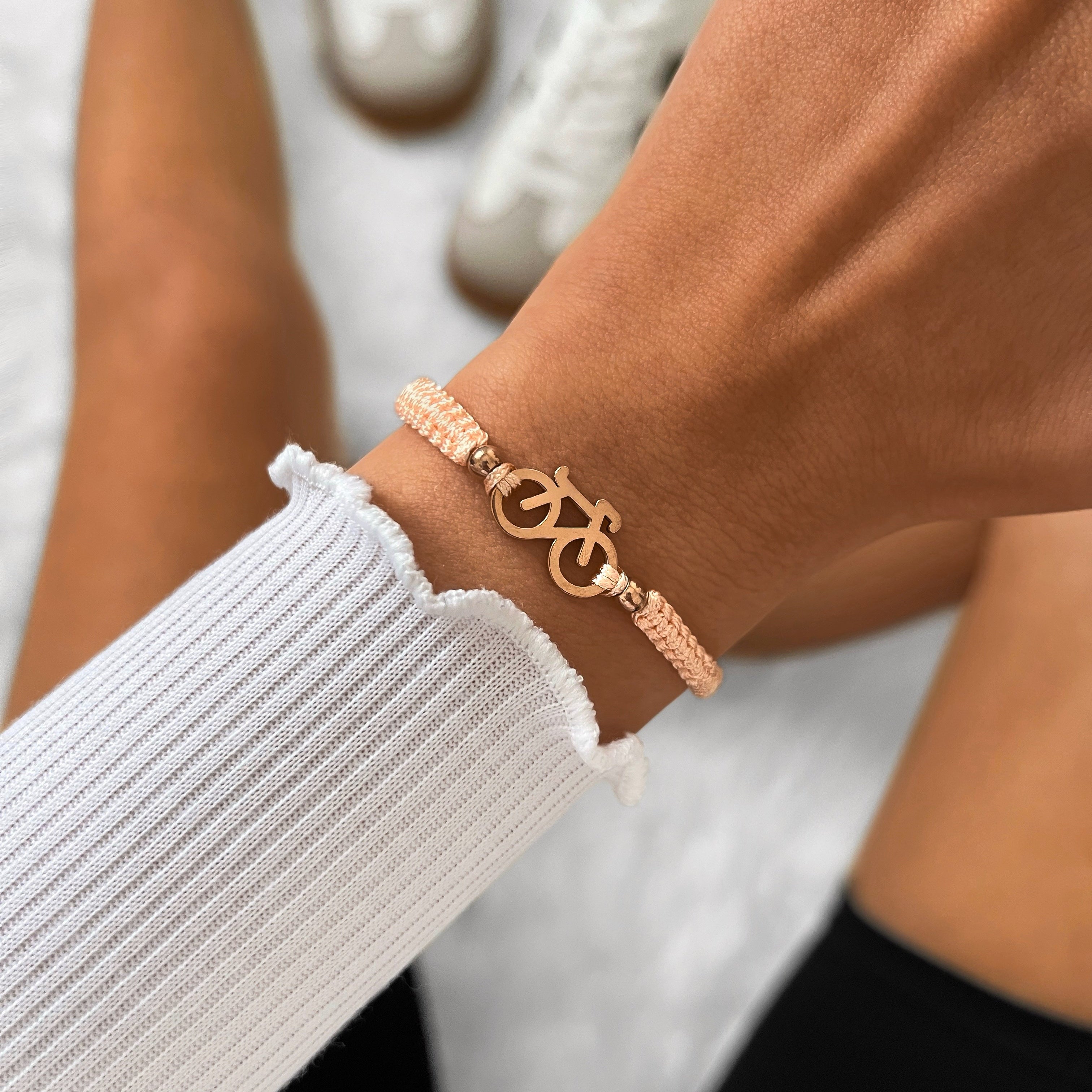 Rose Bike Nude Braided Bracelet