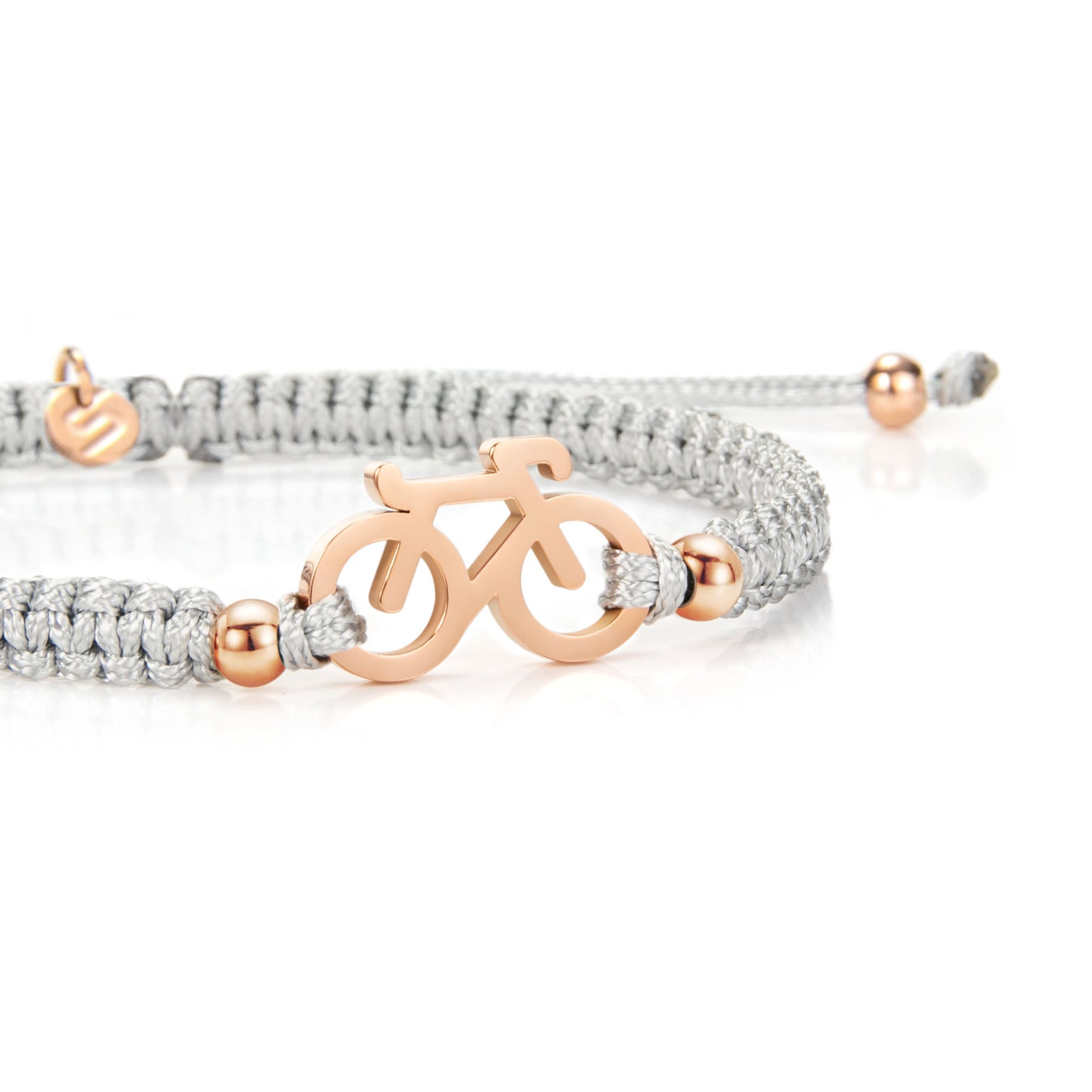 Rose Bike Grey Braided Bracelet