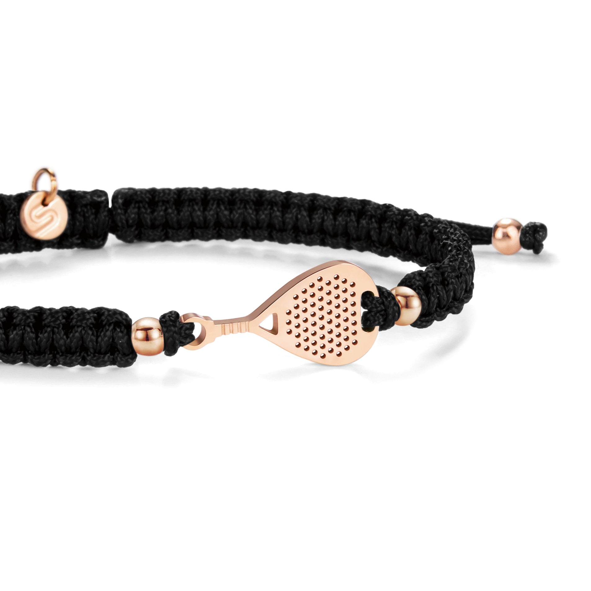 Rose Padel Black Braided Bracelet