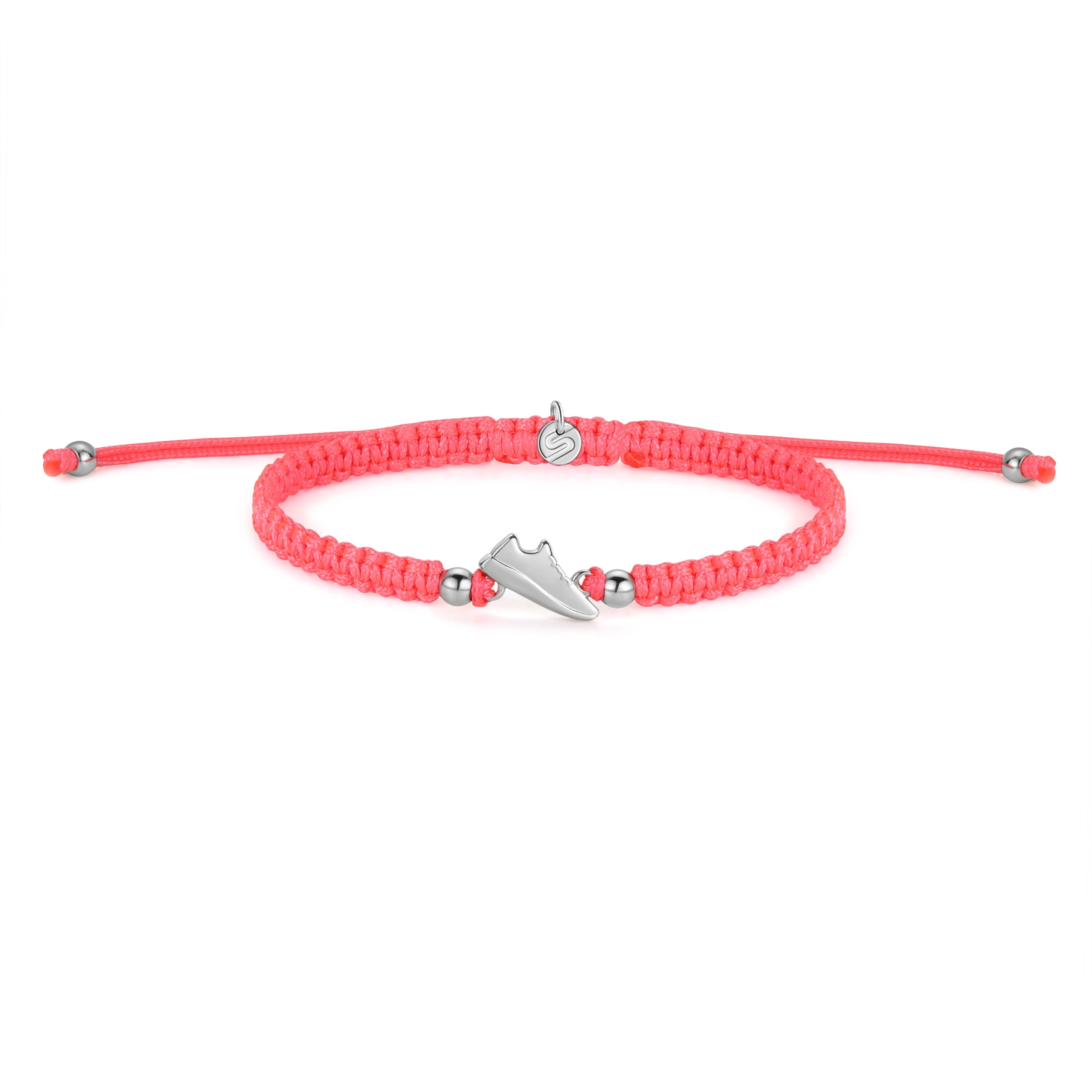 Silver Runner Neon Pink Braided Bracelet