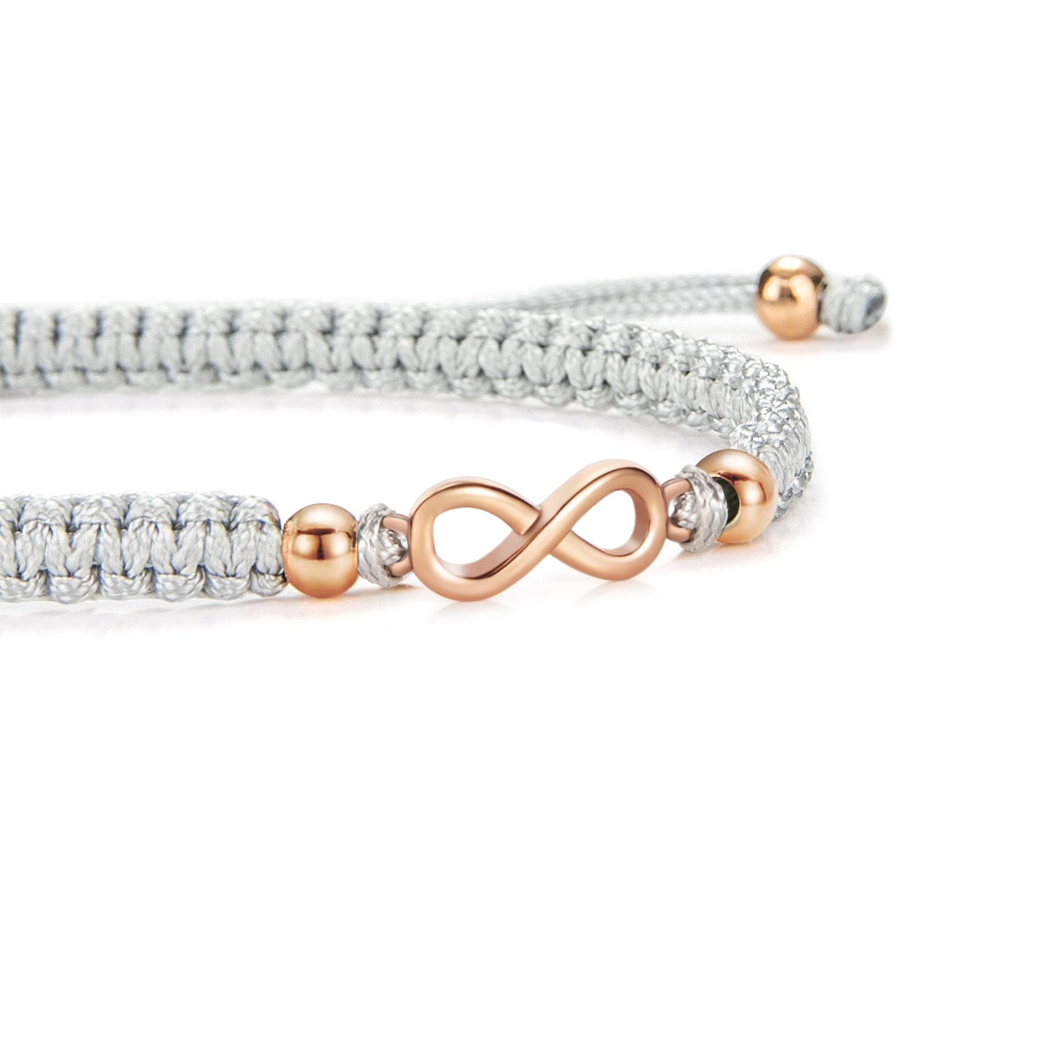 Bracelet tressé gris infini Rose