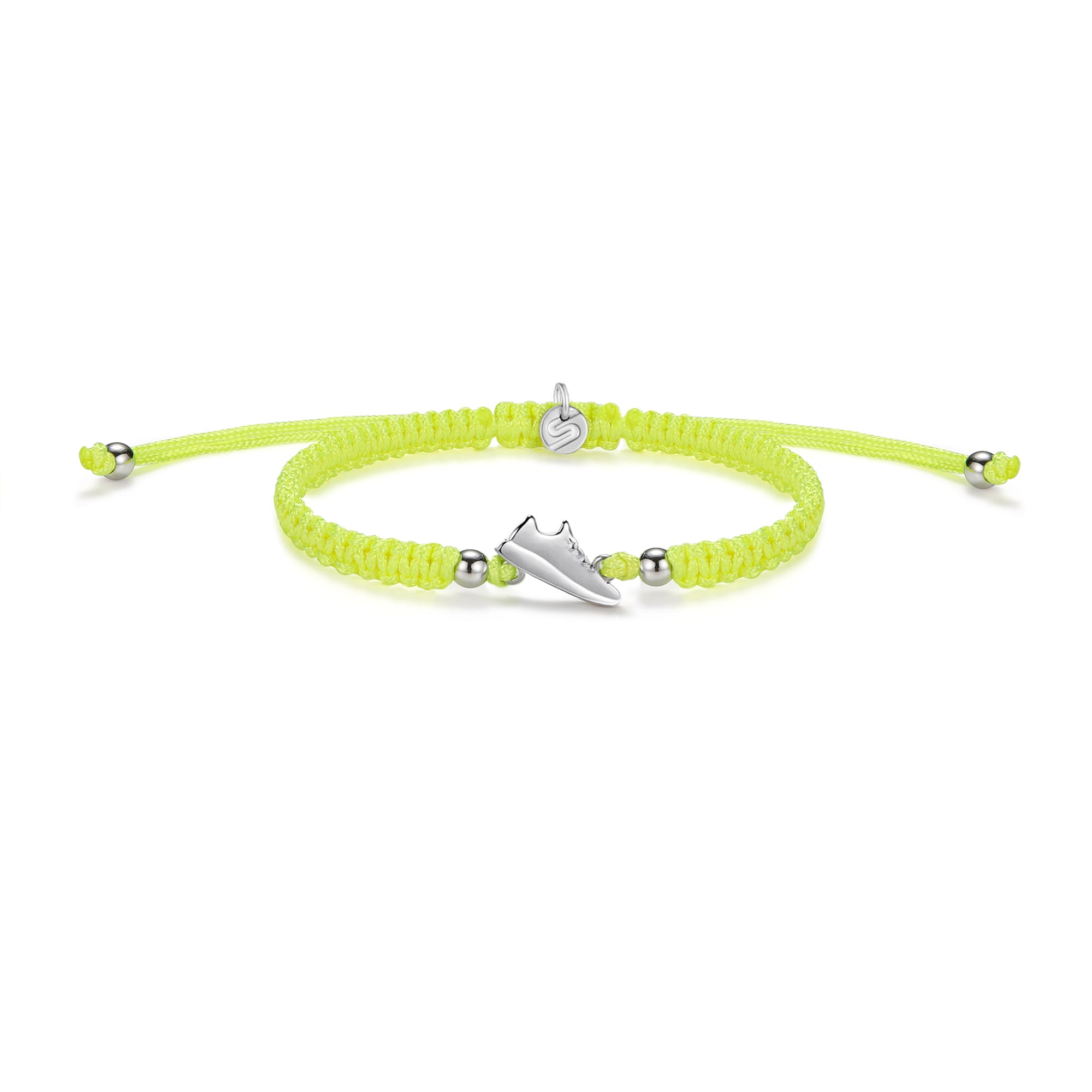 Silver Runner Neon Yellow Braided Bracelet