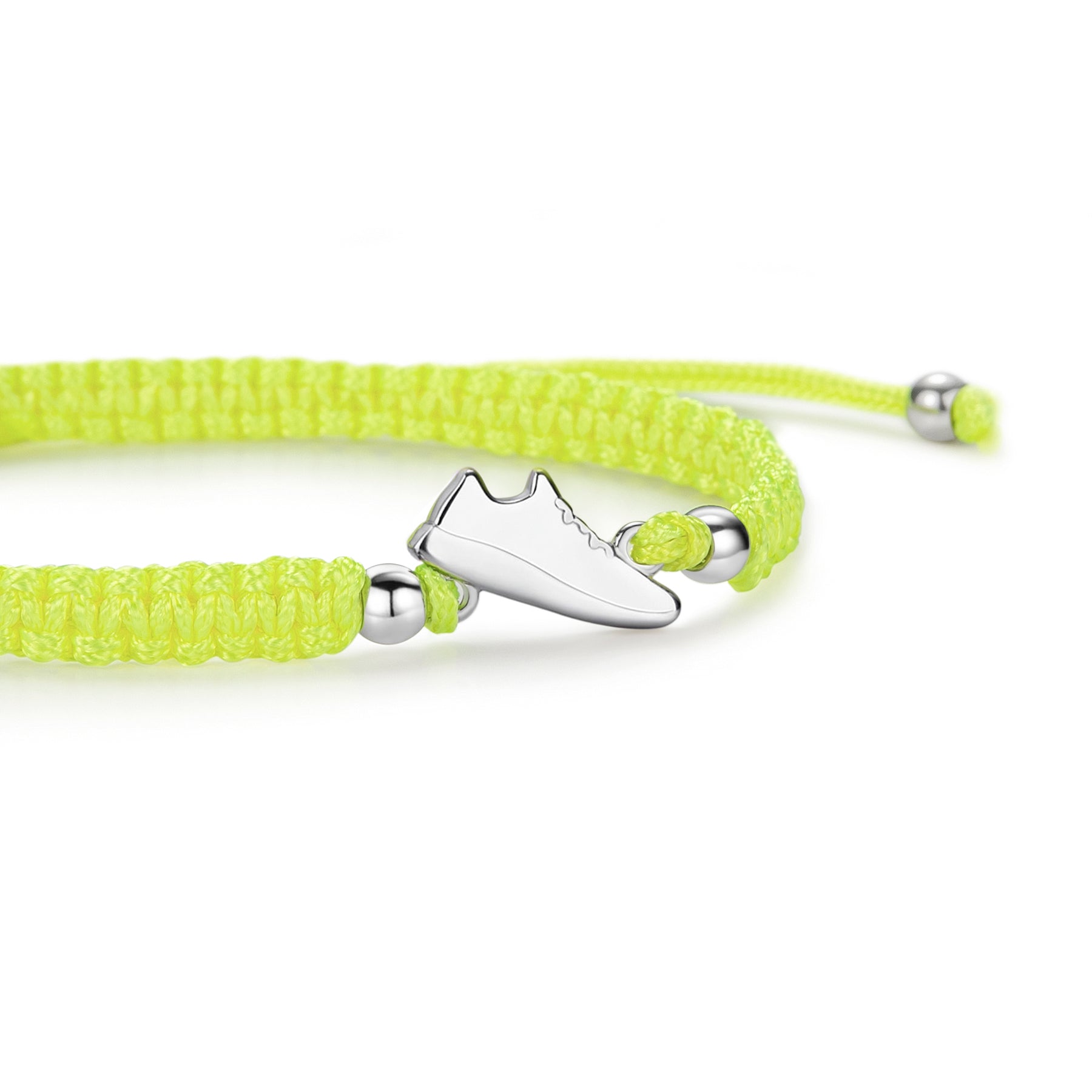 Silver Runner Neon Yellow Braided Bracelet