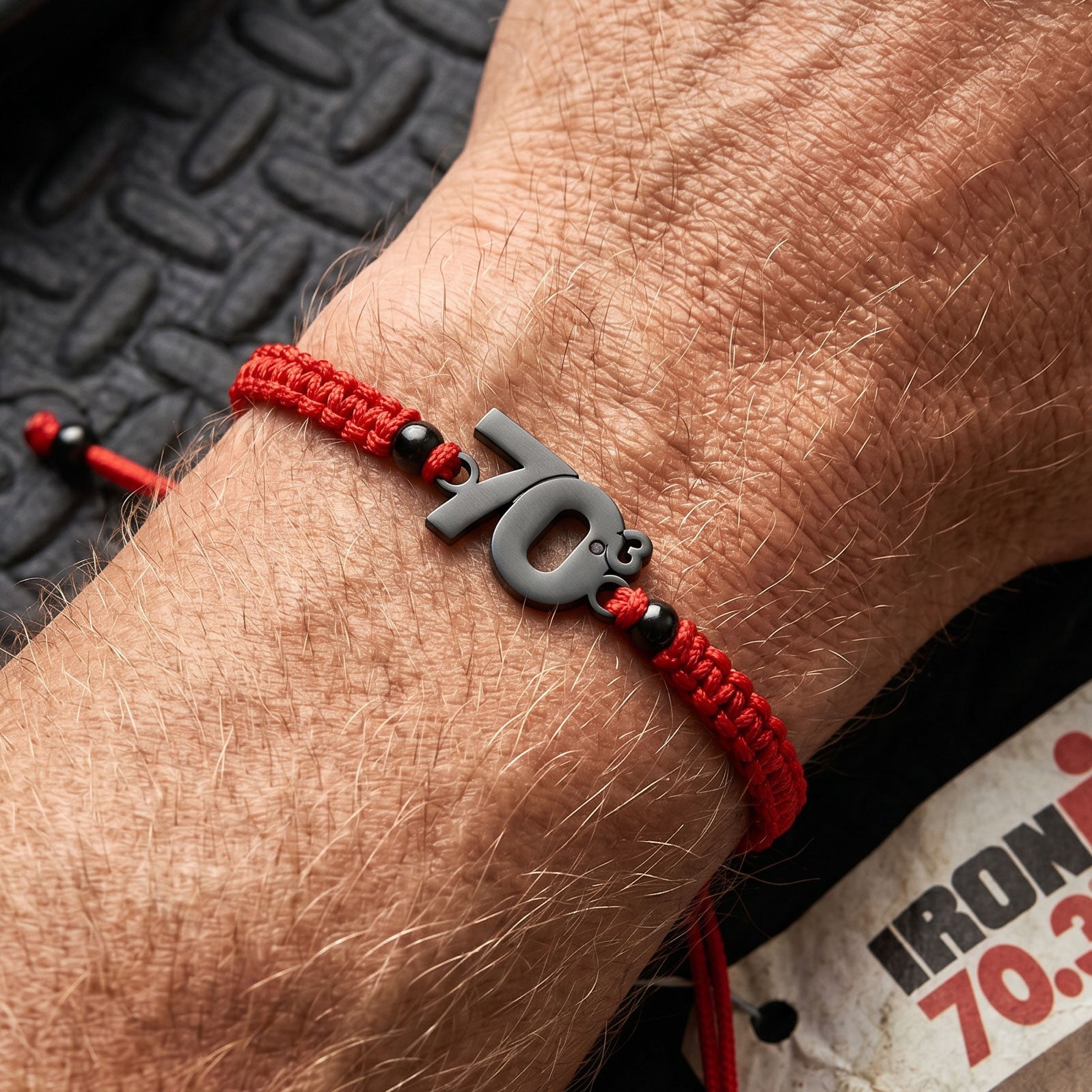 70.3 Black Red Braided Bracelet