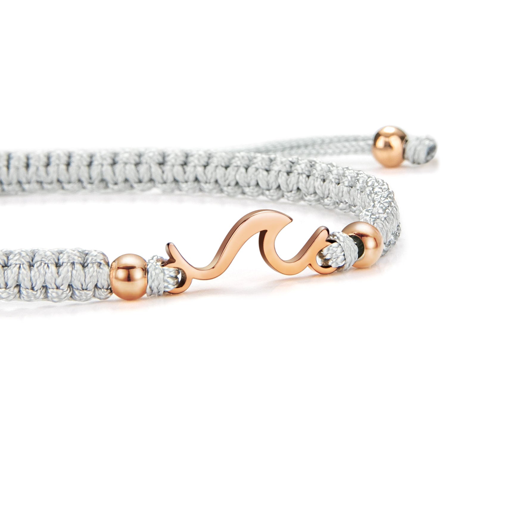 Rose Wave Grey Braided Bracelet
