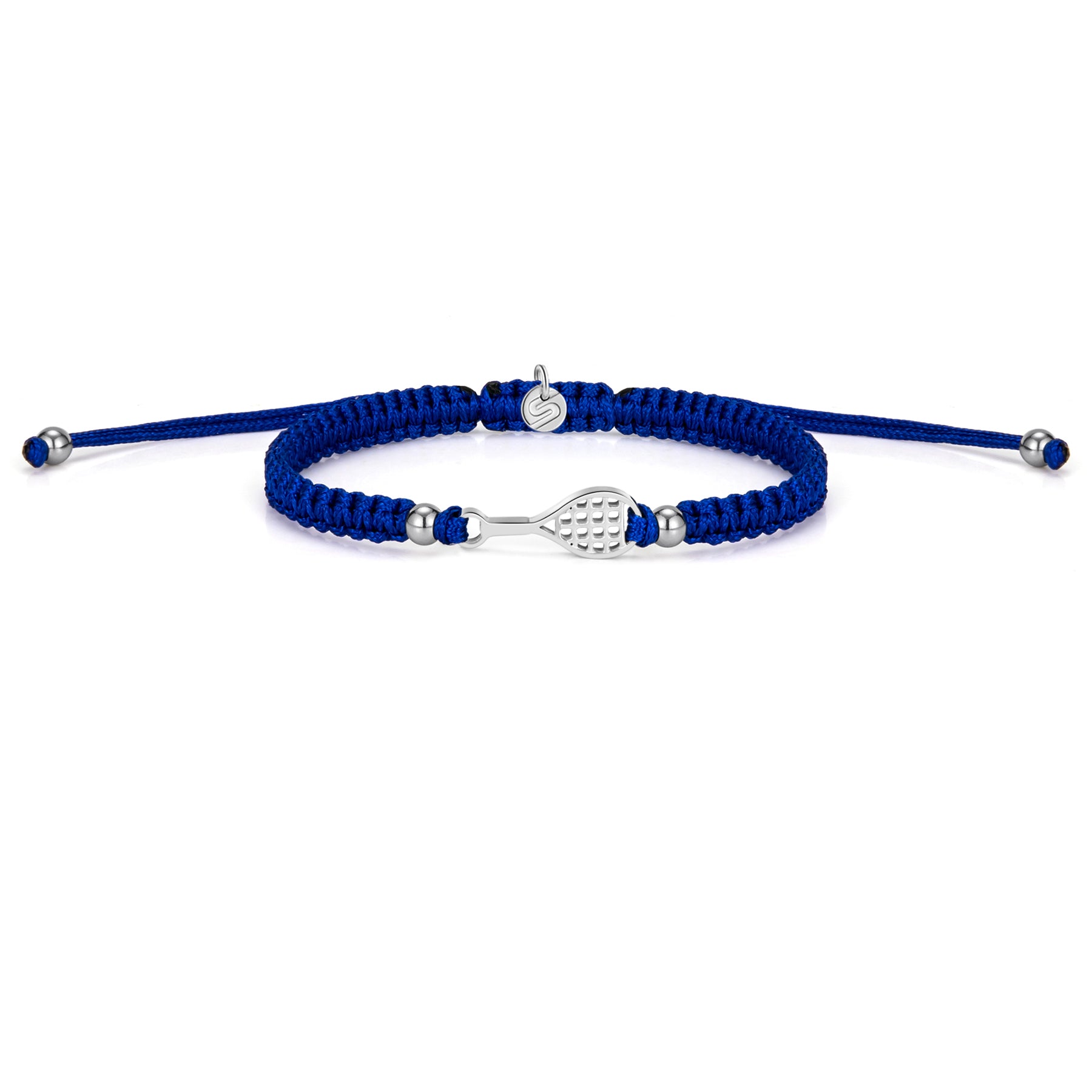 Silver Tennis Court Blue Braided Armband