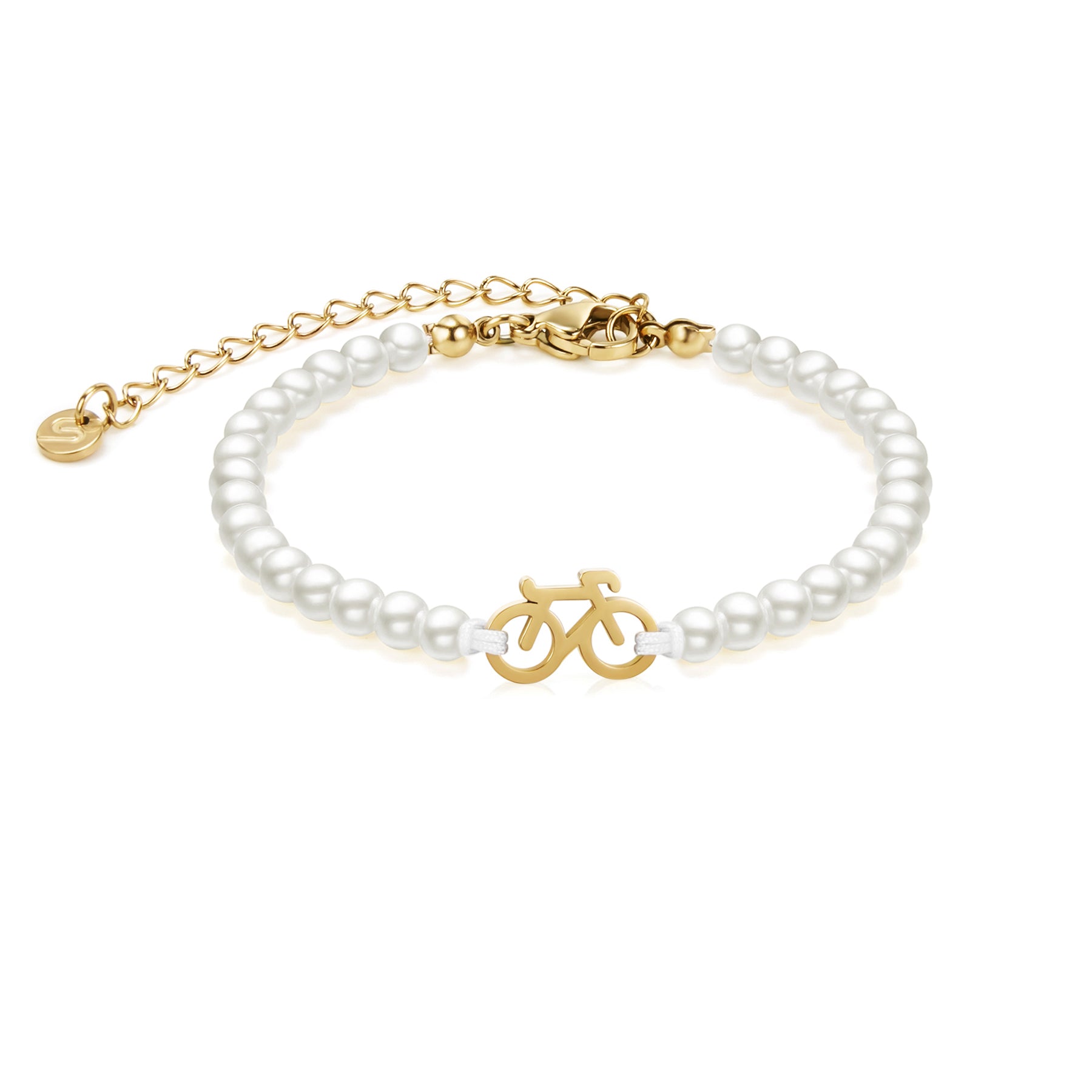 Pearl Gold Bike Chain Bracelet