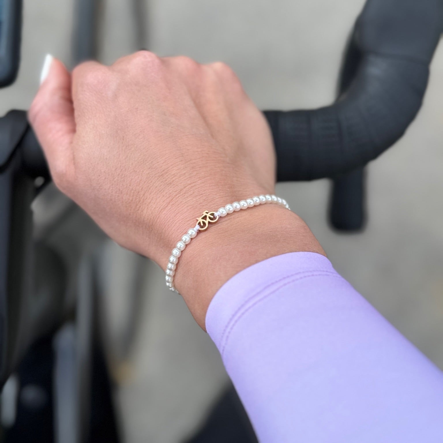 Pearl Rose Bike Chain Bracelet