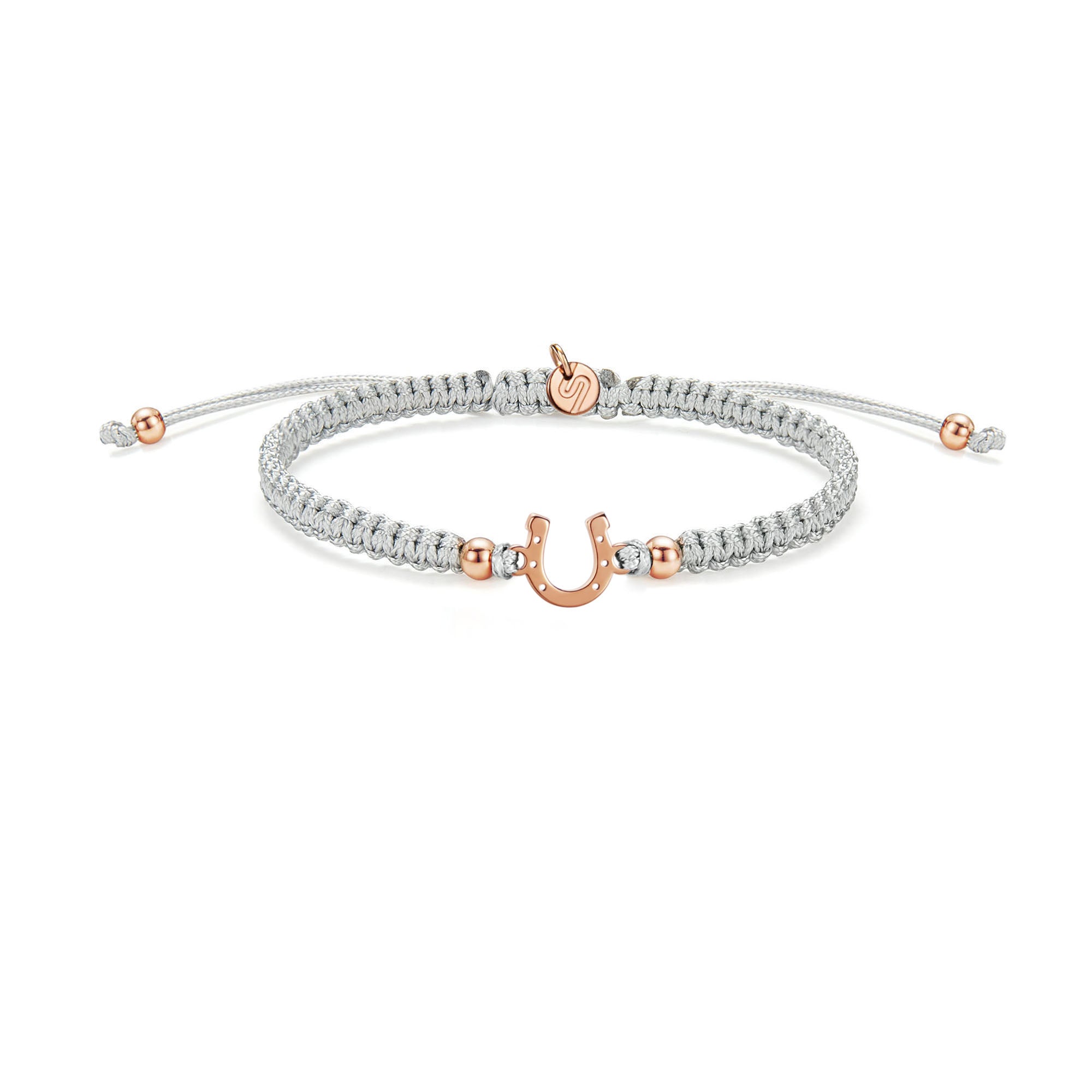 Rose Horse Rider Grey Braided Bracelet