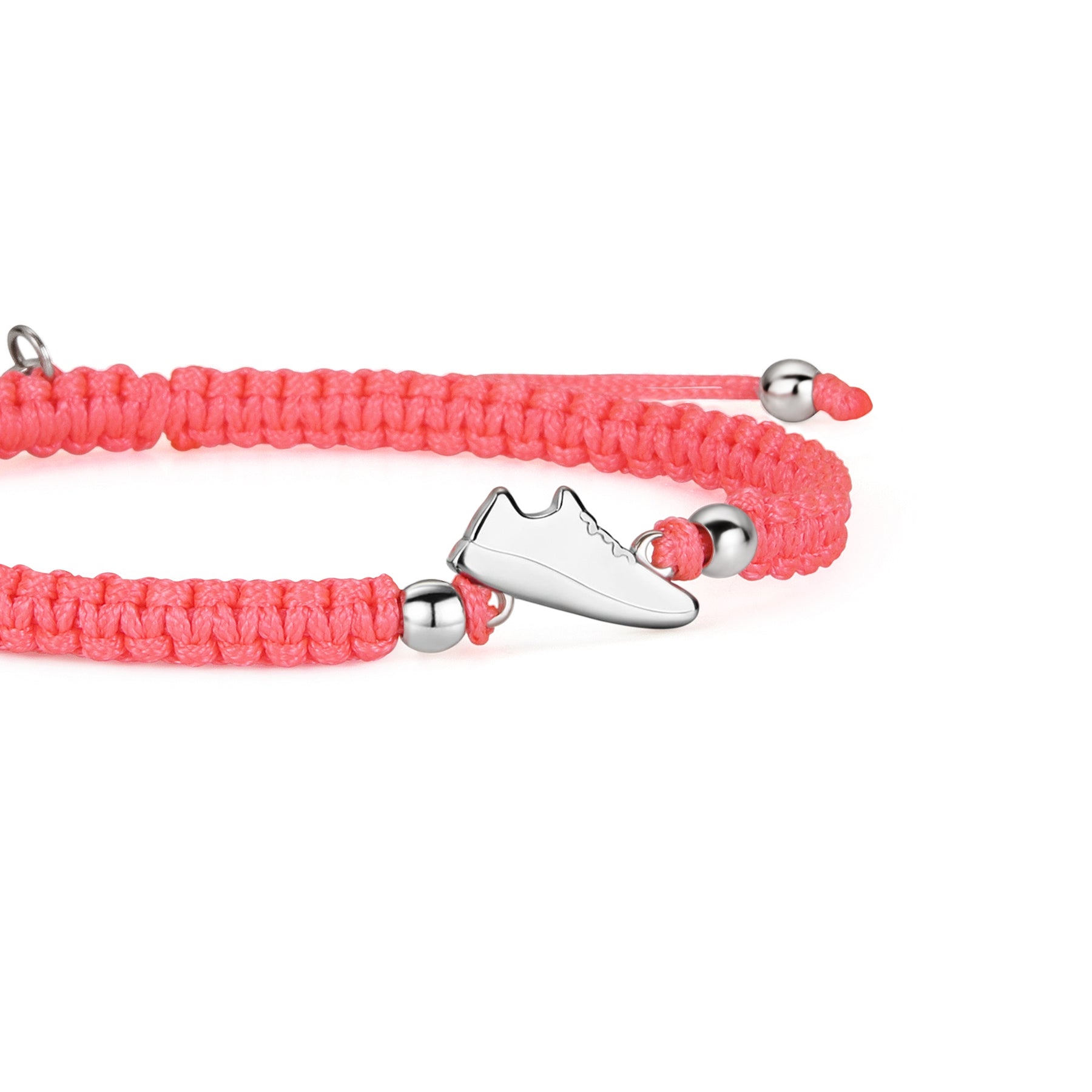 Silver Runner Neon Pink Braided Bracelet