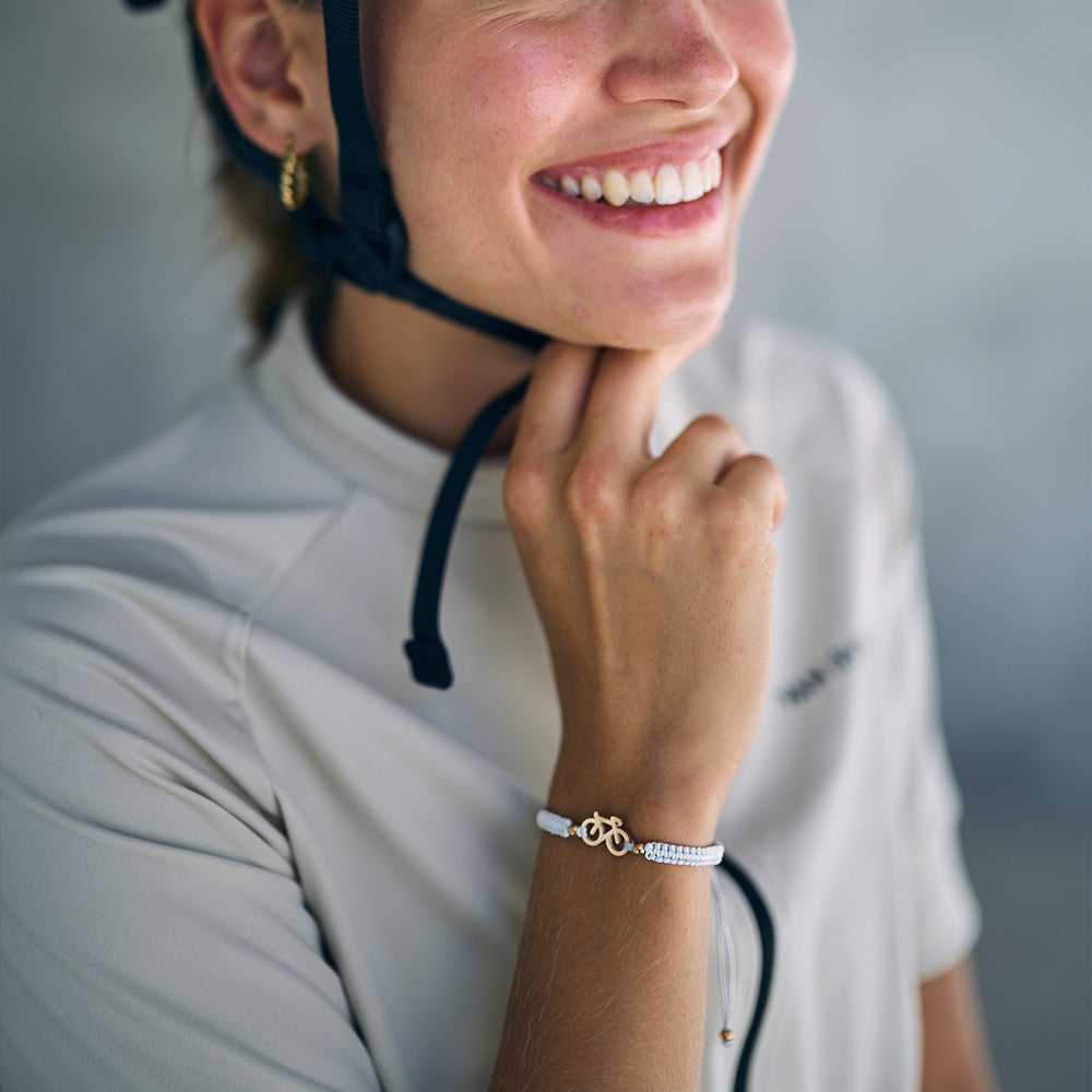 Rose Bike Grey Braided Bracelet
