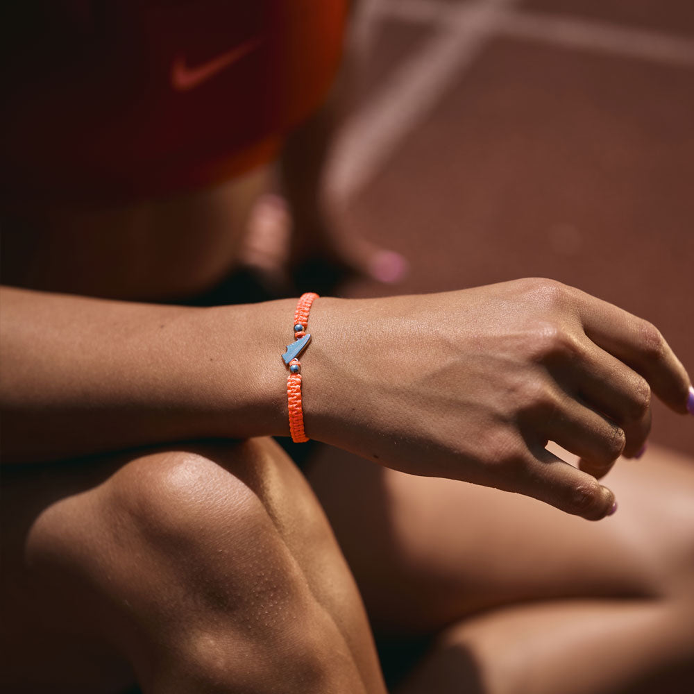 Silver Runner Neon Pink Braided Bracelet