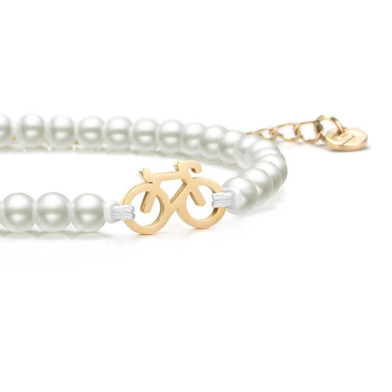 Pearl Gold Bike Chain Bracelet