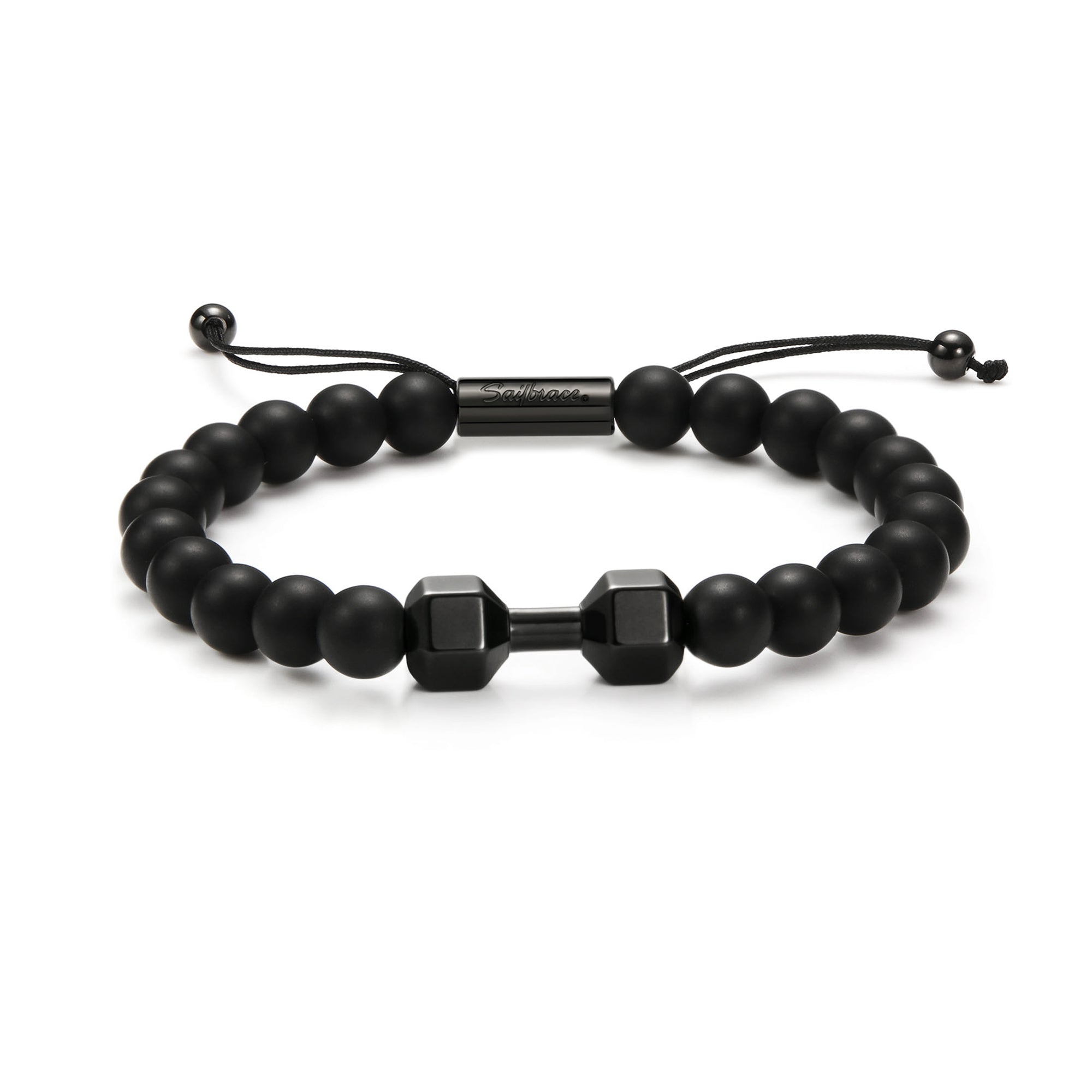 Pulsera negra de cuentas para gimnasio