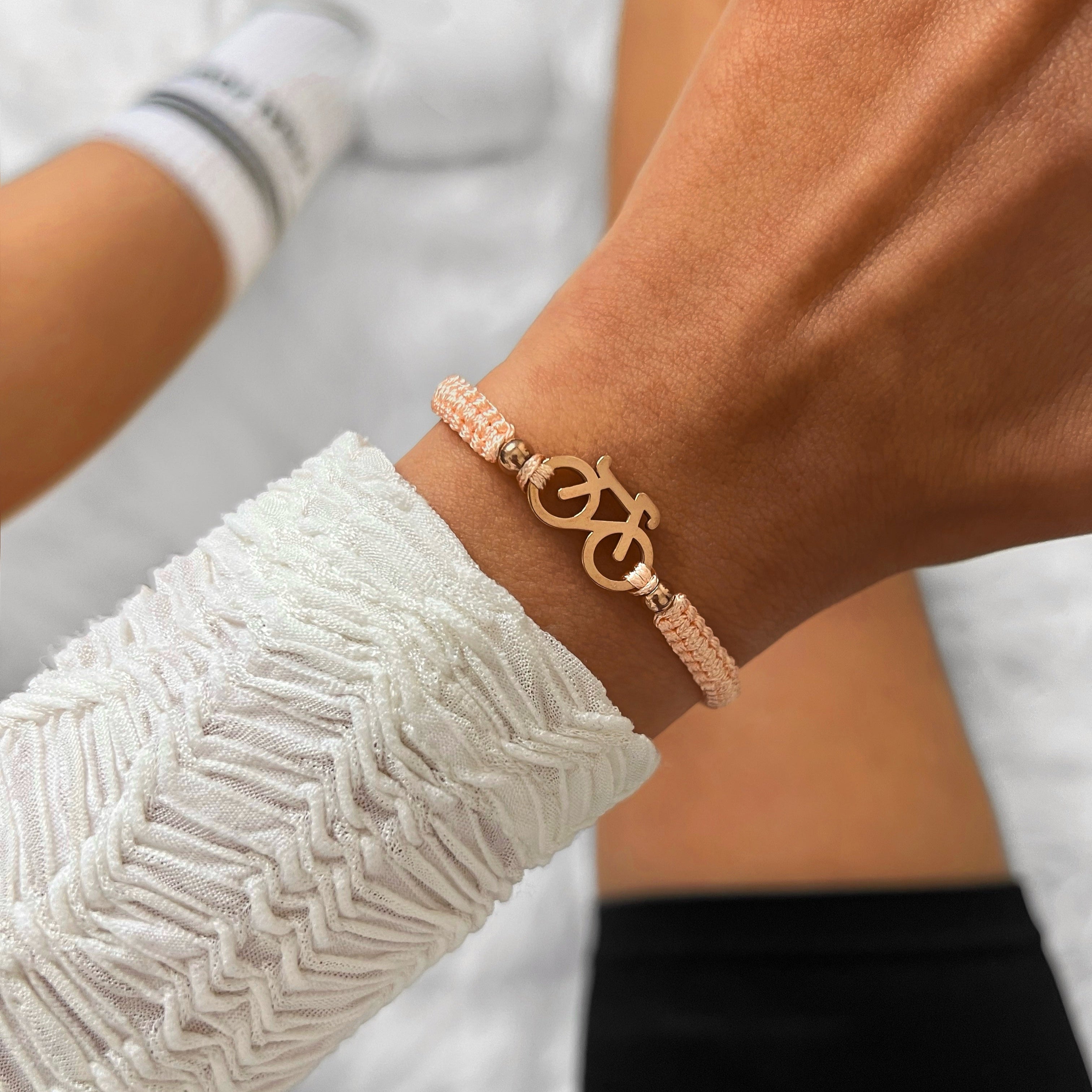 Rose Bike Nude Braided Bracelet