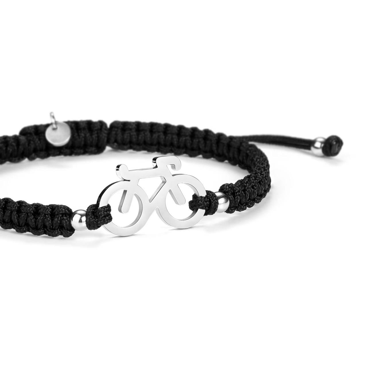 Silver Bike Braided Bracelet