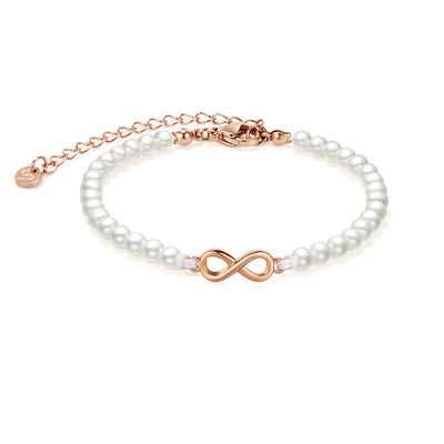 Pearl Rose Infinity Chain Bracelet