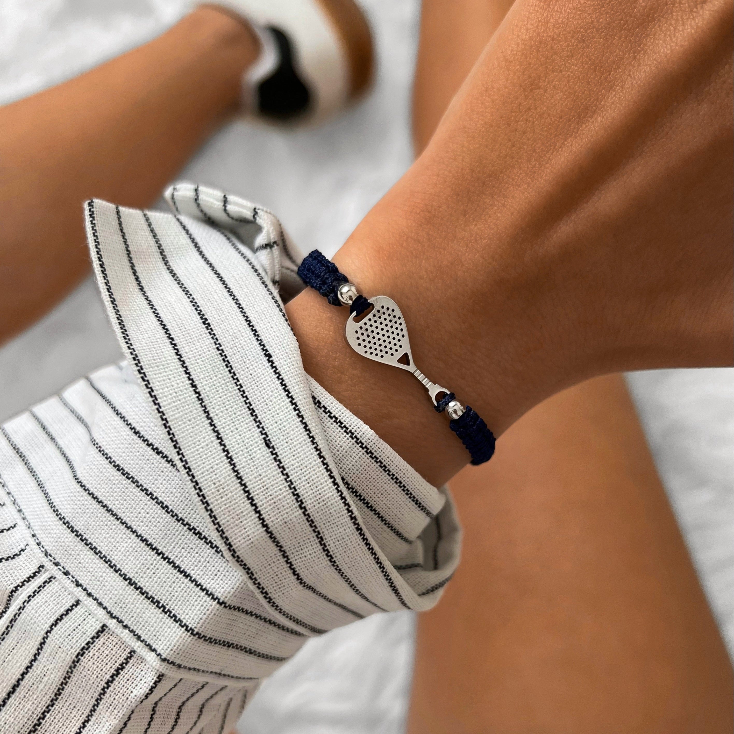 Silver Padel Royal Blue Braided Bracelet