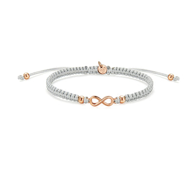 Rose Infinity Grey Braided Bracelet