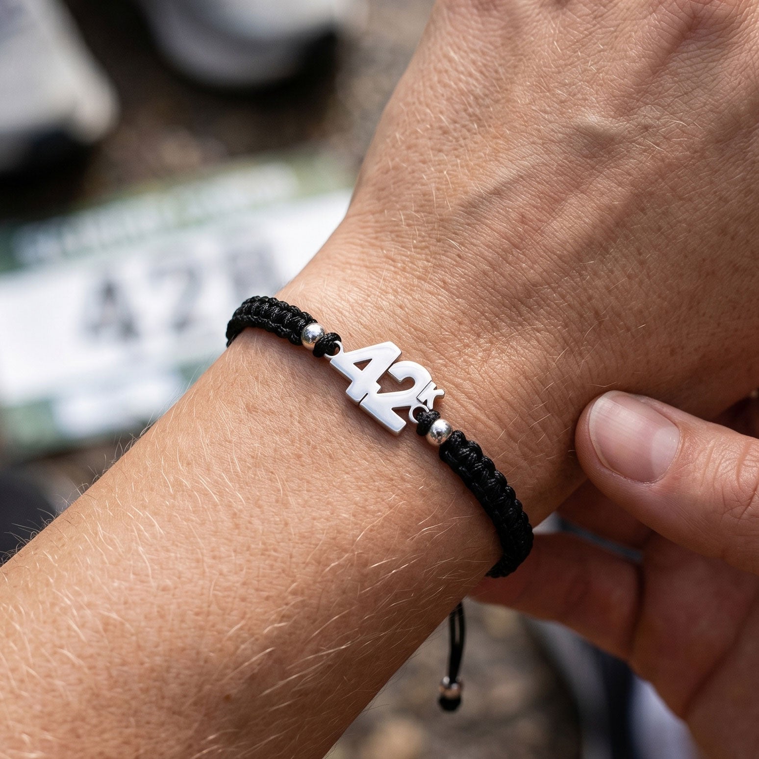 42K Black Braided Bracelet