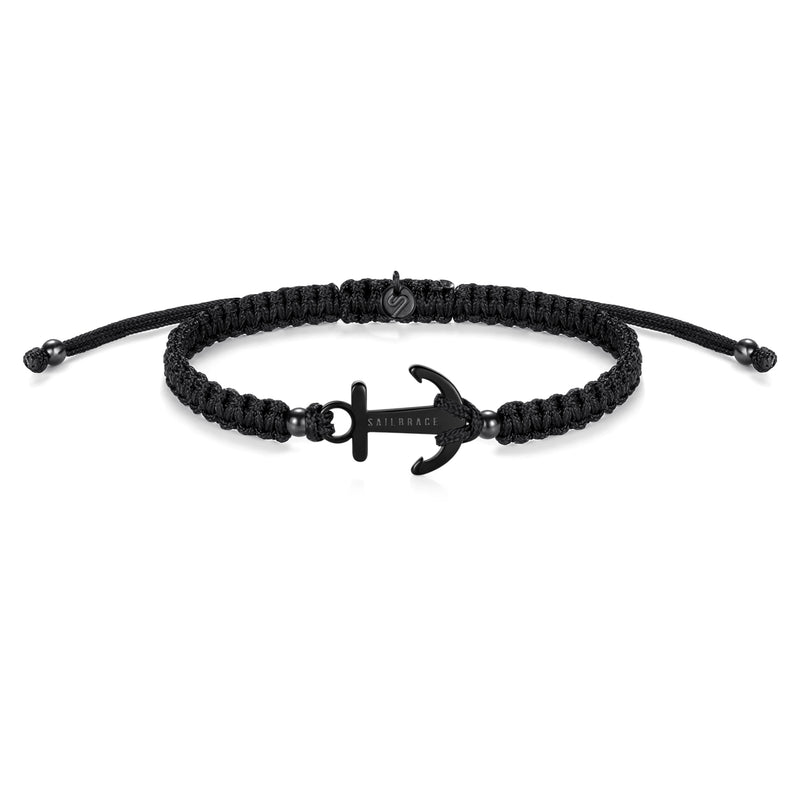 Black Anchor Braided Bracelet