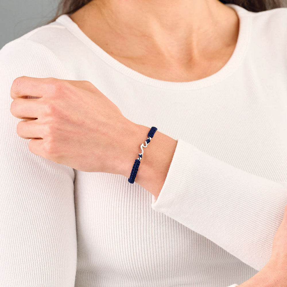 Bracelet tressé bleu royal Silver Wave