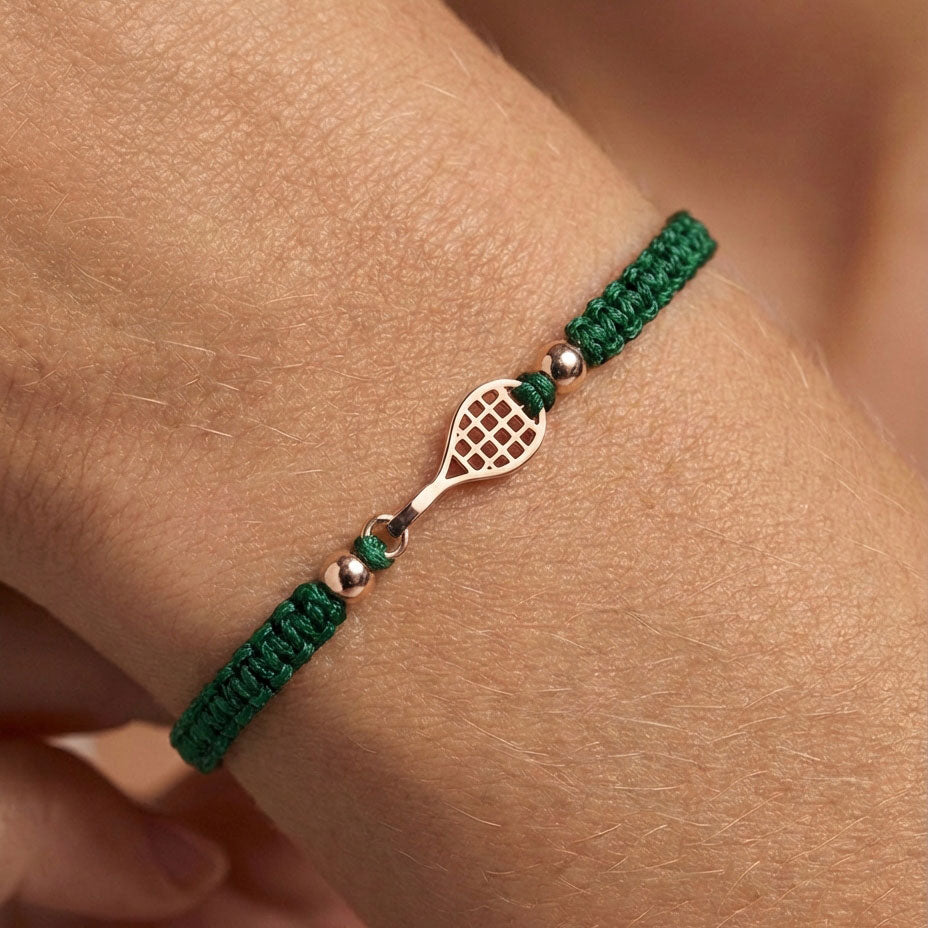 Gold Tennis Dark Green Braided Armband