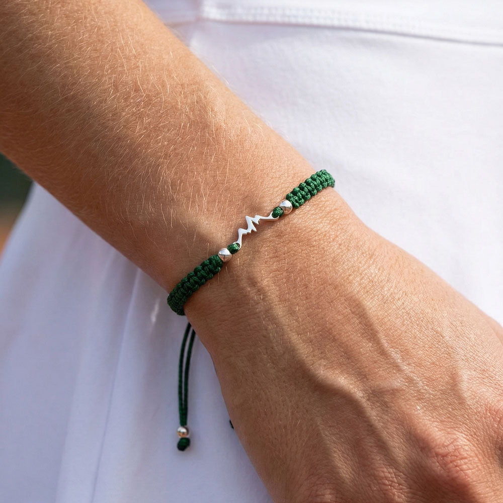 Silver Mountain Dark Green Braided Pulsera