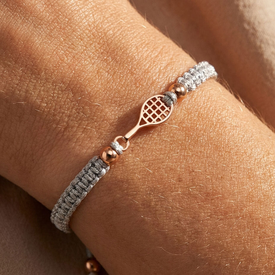 Rose Tennis Grey Braided Armband