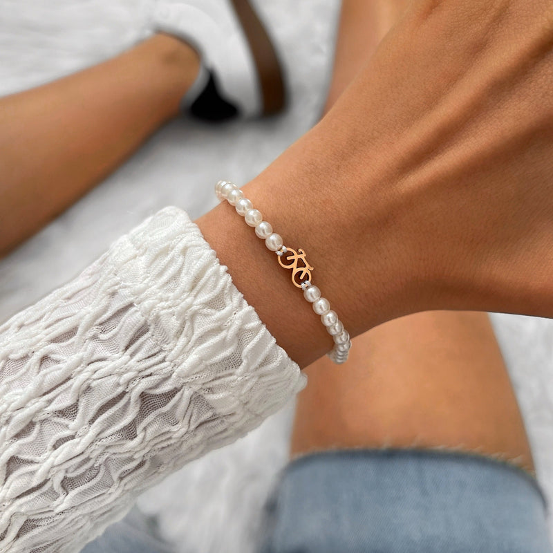 Pearl Rose Bike Chain Bracelet