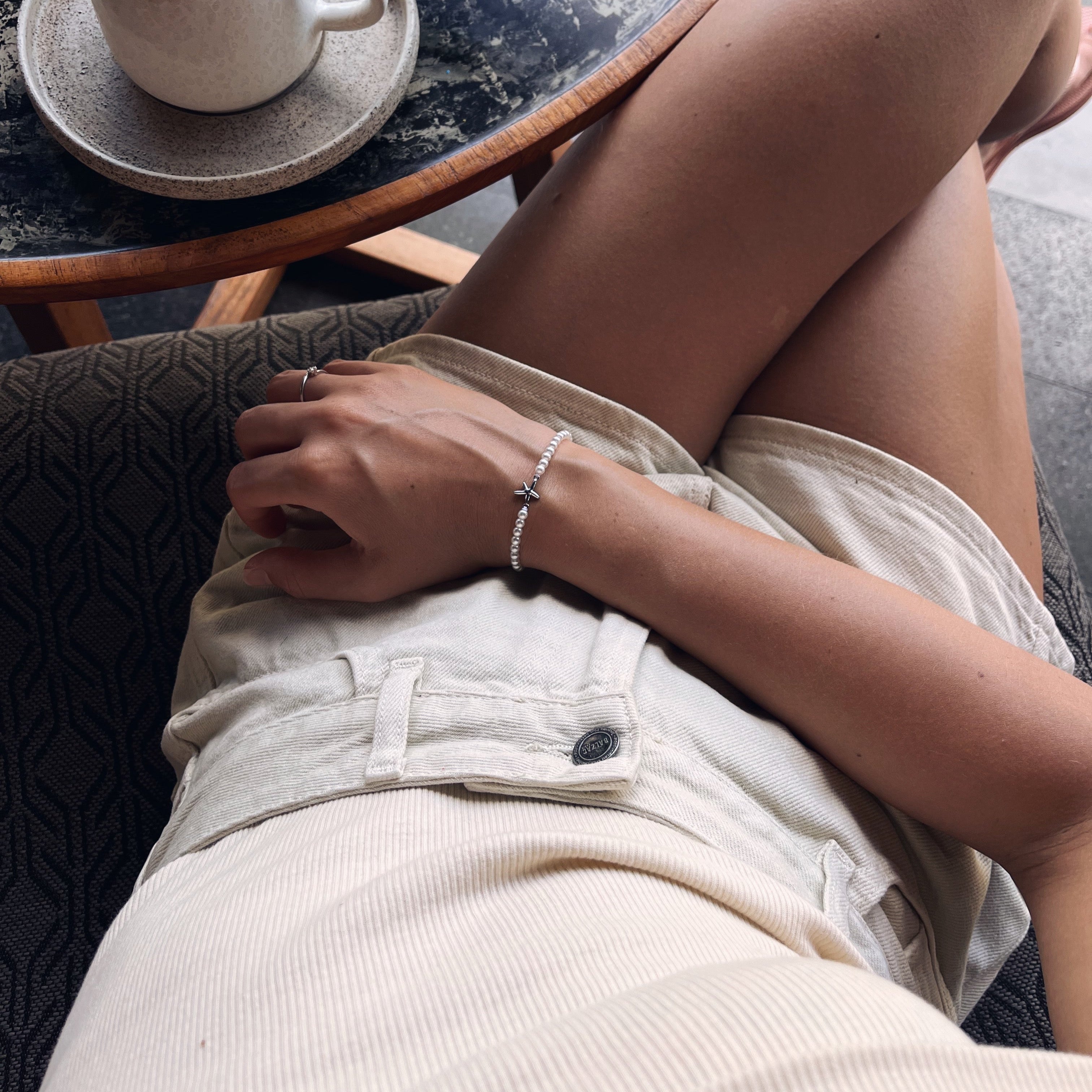 Pearl Silver Seastar Chain Bracelet