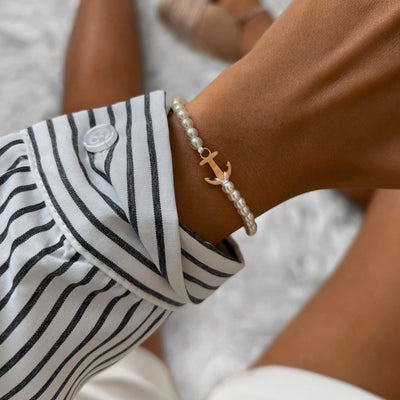 Pearl Rose Anchor Bracelet