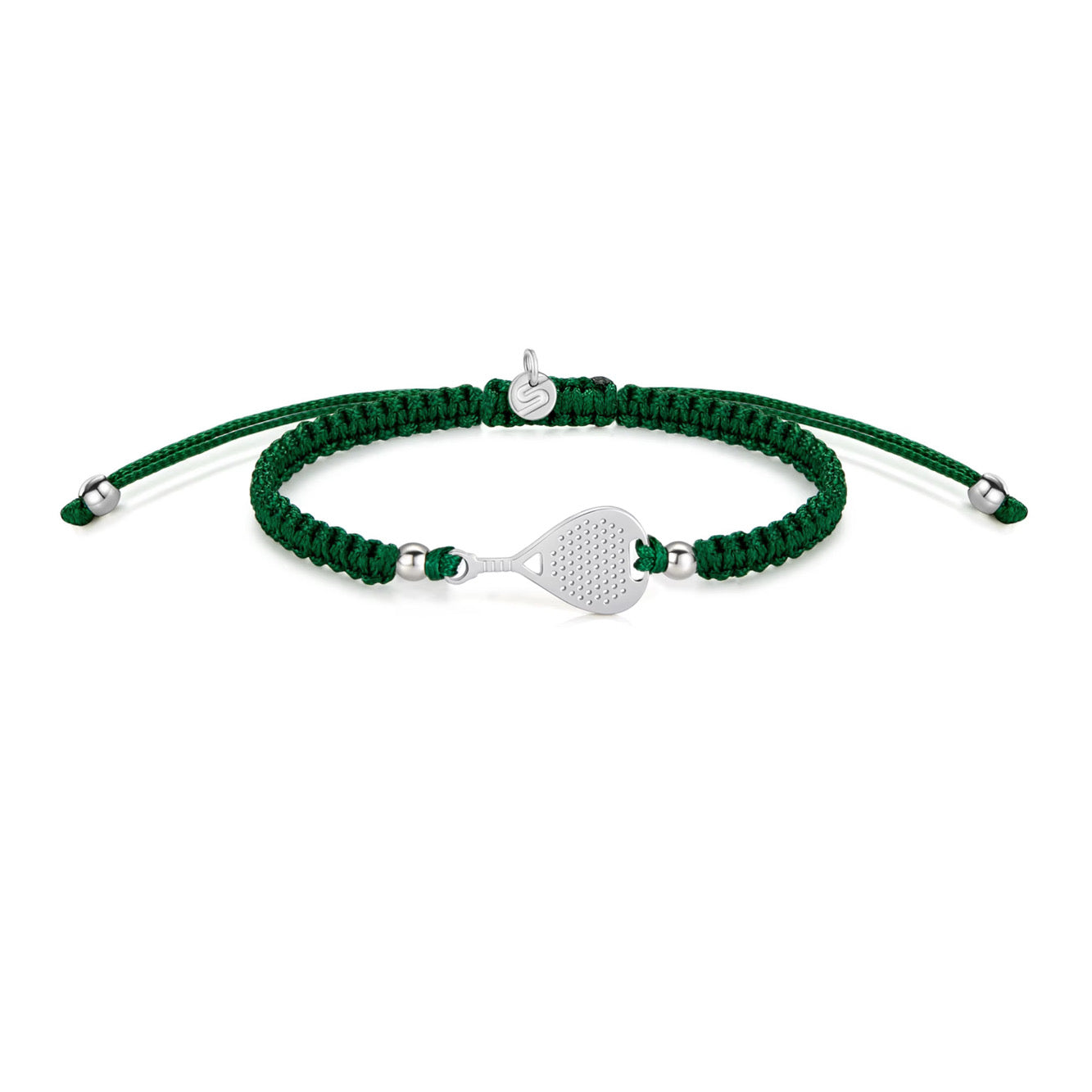 Silver Padel Dark Green Braided Armband