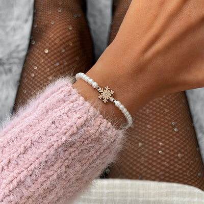 Pearl Frozen Snowflake Bracelet