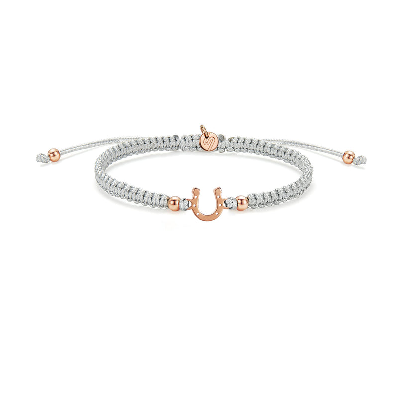 Rose Horse Rider Grey Braided Bracelet