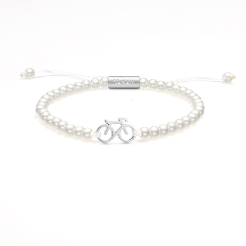 Pearl Silver Bike Bracelet