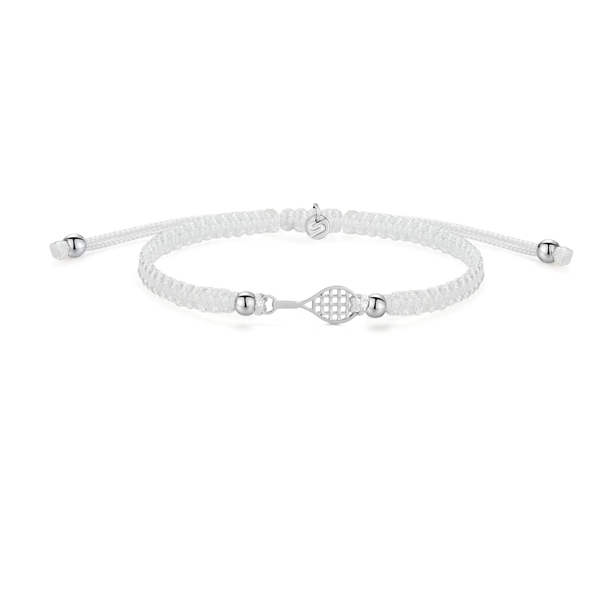 Silver Tennis White Braided Bracelet