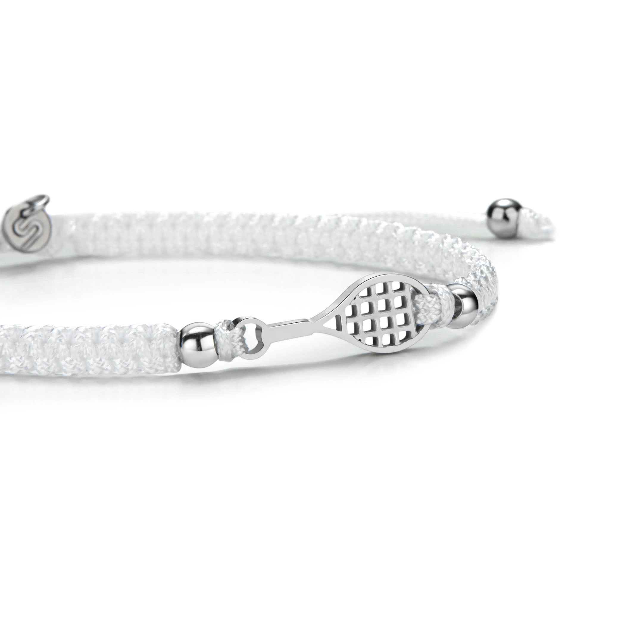 Silver Tennis White Braided zapestnica