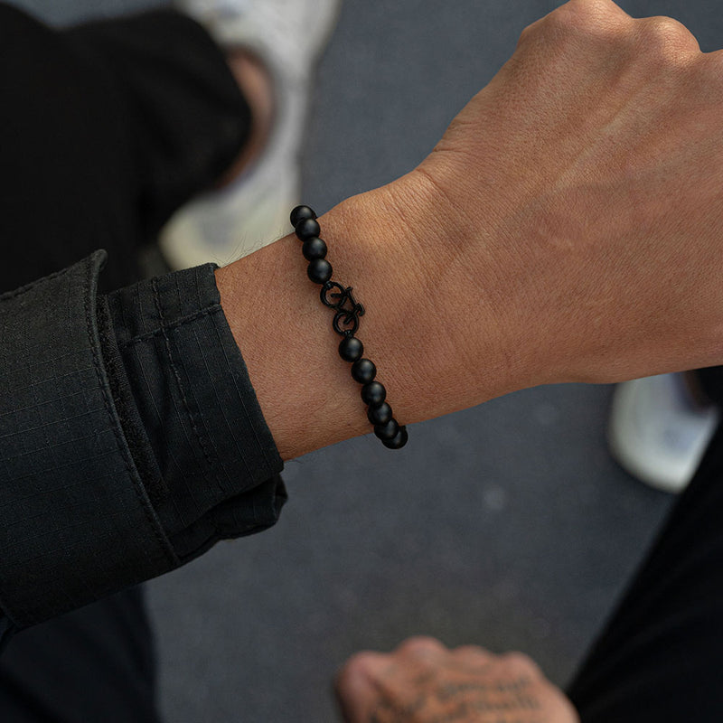 Black Bike Beaded Bracelet