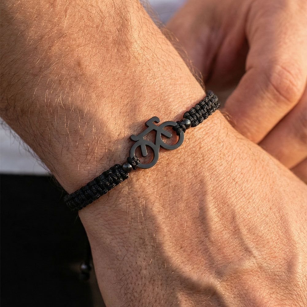 Black Bike Braided Bracelet