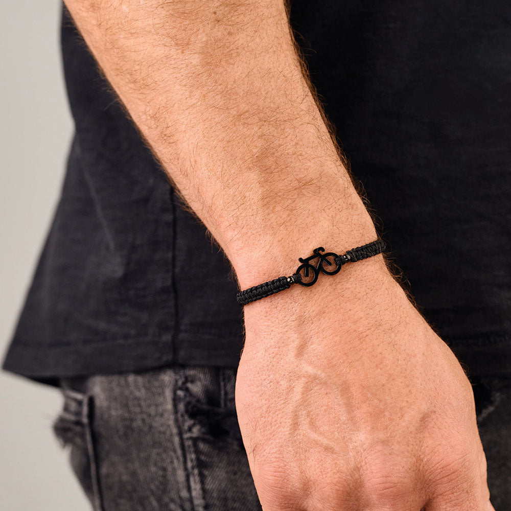 Black Bike Braided Bracelet