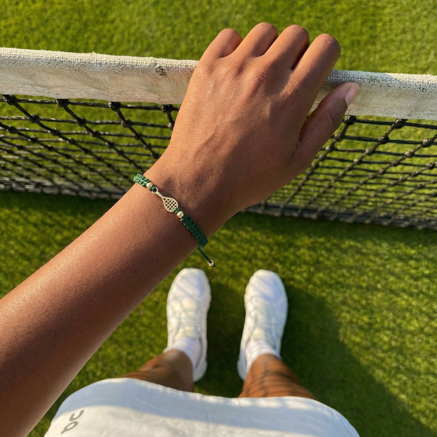 Gold Tennis Dark Green Braided Bracelet